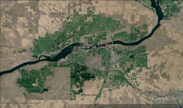Google Earth Image of Umatilla, Oregon