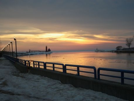 Sunset in Grand Haven, Michigan