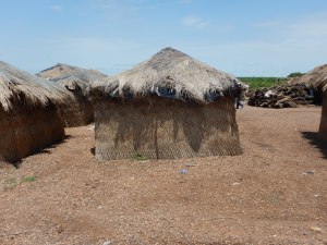 Thatch roofed hut in remote north central Ghana